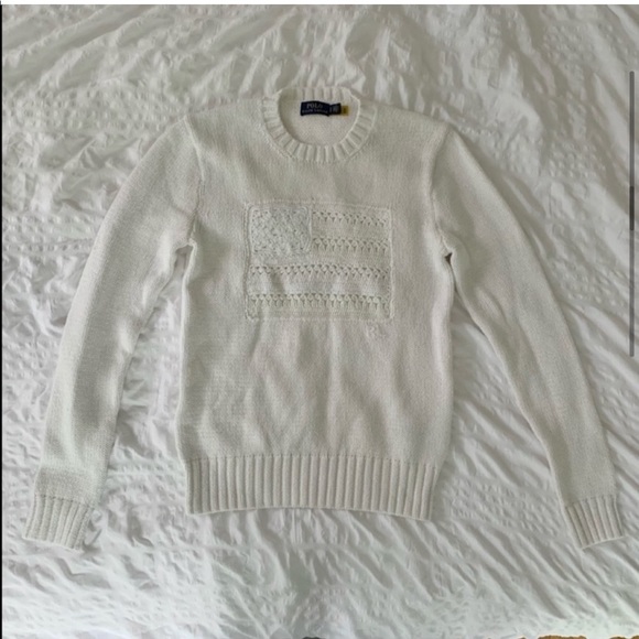 New Ralph Lauren American Flag White Sweater - Picture 5 of 13
